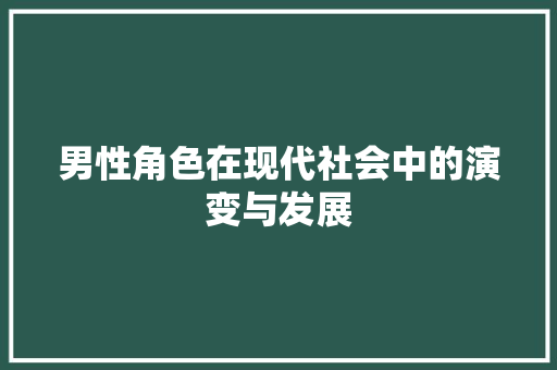 男性角色在现代社会中的演变与发展