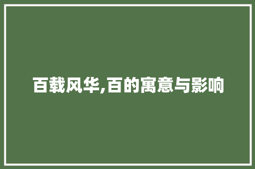 百载风华,百的寓意与影响