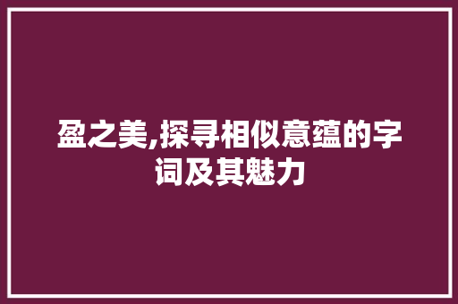 盈之美,探寻相似意蕴的字词及其魅力 写作素材