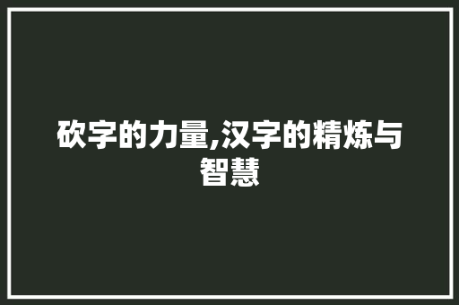 砍字的力量,汉字的精炼与智慧 简历模板