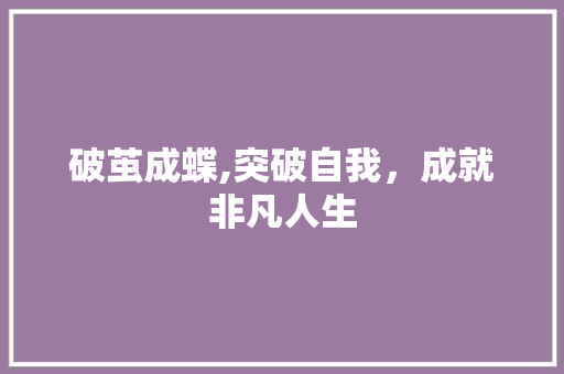 破茧成蝶,突破自我，成就非凡人生