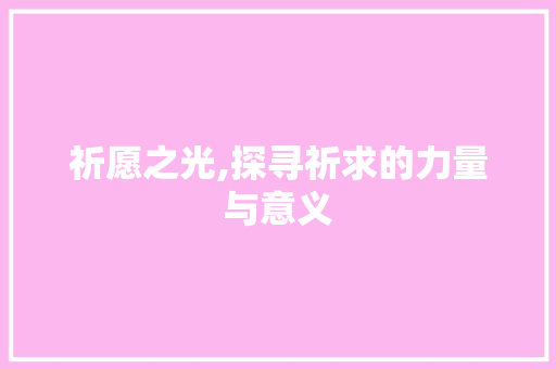 祈愿之光,探寻祈求的力量与意义