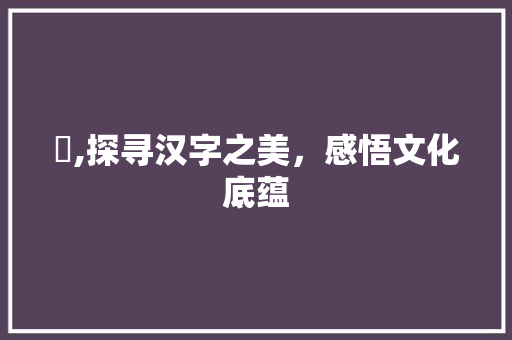 祎,探寻汉字之美，感悟文化底蕴