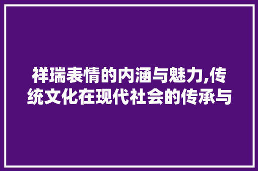 祥瑞表情的内涵与魅力,传统文化在现代社会的传承与创新