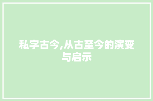 私字古今,从古至今的演变与启示