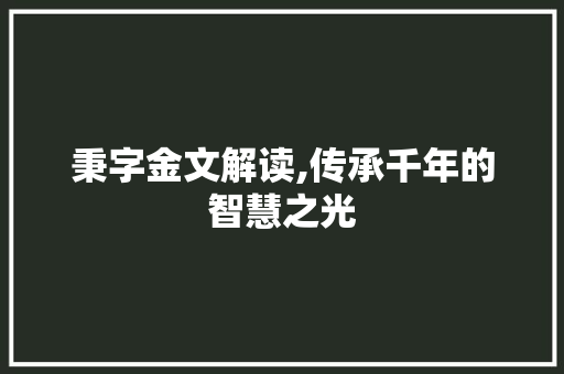 秉字金文解读,传承千年的智慧之光
