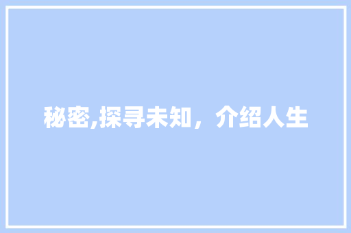 秘密,探寻未知，介绍人生 商业文案