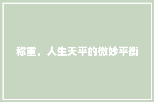 称重，人生天平的微妙平衡 写作社区