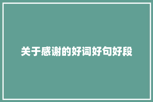 关于感谢的好词好句好段