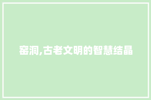 窑洞,古老文明的智慧结晶