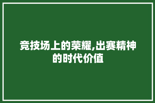 竞技场上的荣耀,出赛精神的时代价值