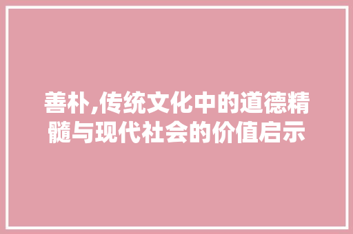 善朴,传统文化中的道德精髓与现代社会的价值启示