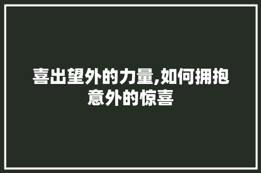 喜出望外的力量,如何拥抱意外的惊喜