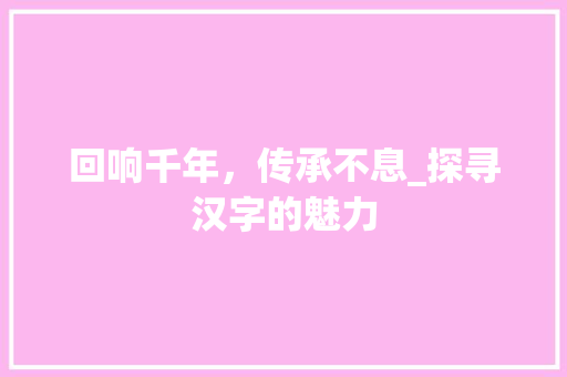 回响千年，传承不息_探寻汉字的魅力 商业文案