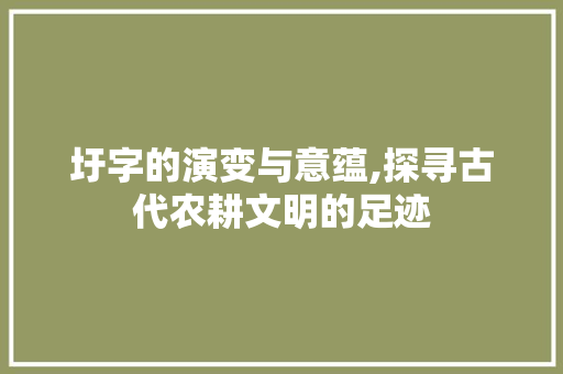 圩字的演变与意蕴,探寻古代农耕文明的足迹 商业文案