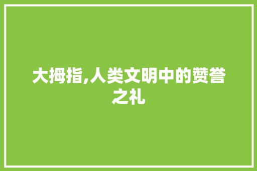 大拇指,人类文明中的赞誉之礼