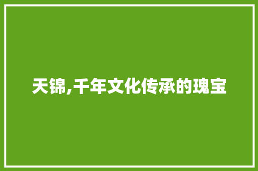 天锦,千年文化传承的瑰宝