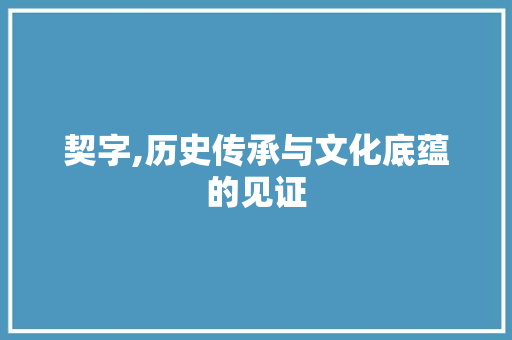 契字,历史传承与文化底蕴的见证 商业文案