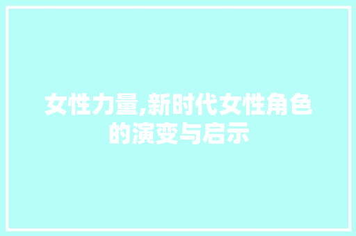 女性力量,新时代女性角色的演变与启示
