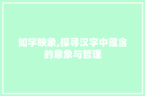 如字映象,探寻汉字中蕴含的意象与哲理 商业文案