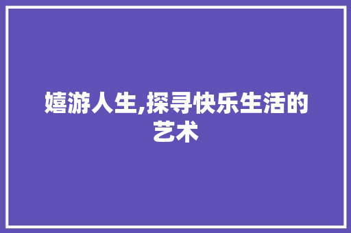 嬉游人生,探寻快乐生活的艺术