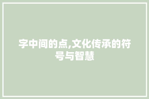字中间的点,文化传承的符号与智慧 写作技巧