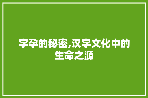 字孕的秘密,汉字文化中的生命之源 写作技巧