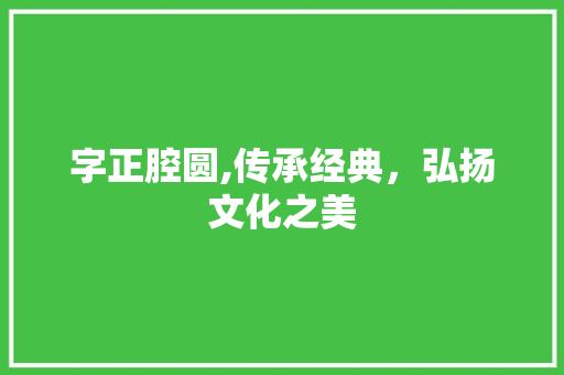 字正腔圆,传承经典，弘扬文化之美