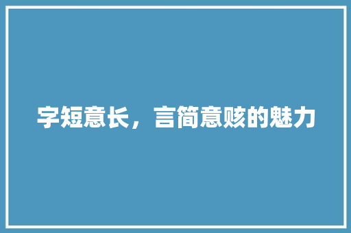 字短意长，言简意赅的魅力