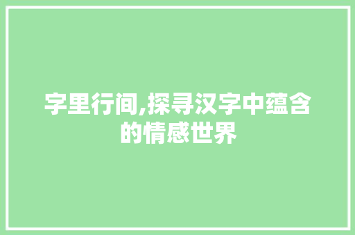 字里行间,探寻汉字中蕴含的情感世界 简历模板