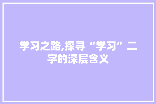 学习之路,探寻“学习”二字的深层含义 简历模板