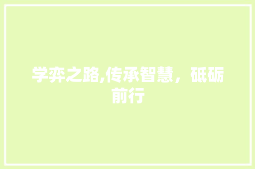 学弈之路,传承智慧，砥砺前行