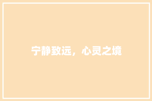 宁静致远，心灵之境
