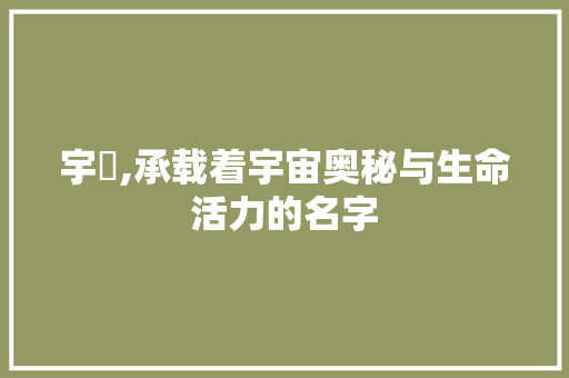 宇焜,承载着宇宙奥秘与生命活力的名字