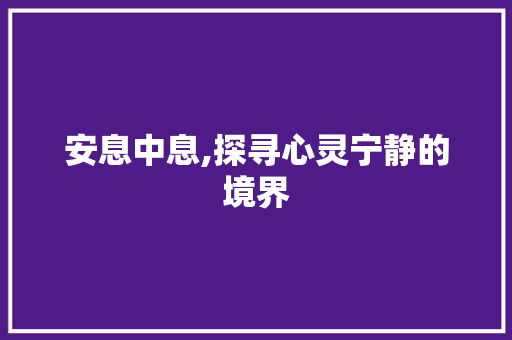 安息中息,探寻心灵宁静的境界 写作素材