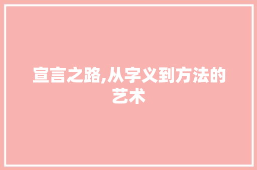 宣言之路,从字义到方法的艺术