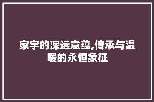 家字的深远意蕴,传承与温暖的永恒象征 词汇积累