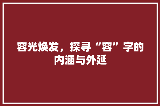 容光焕发，探寻“容”字的内涵与外延