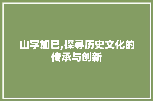山字加已,探寻历史文化的传承与创新
