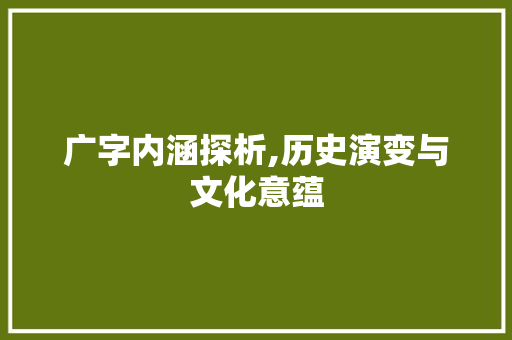 广字内涵探析,历史演变与文化意蕴