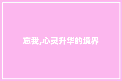 忘我,心灵升华的境界