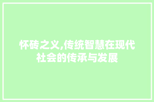 怀砖之义,传统智慧在现代社会的传承与发展 报告写作