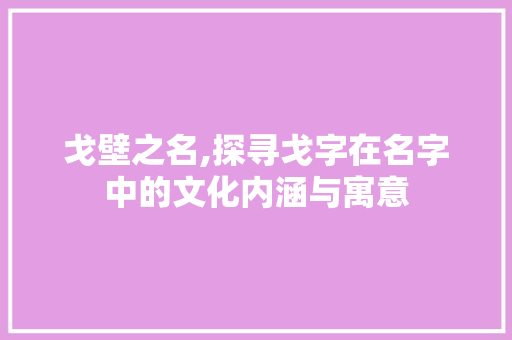戈壁之名,探寻戈字在名字中的文化内涵与寓意 写作技巧