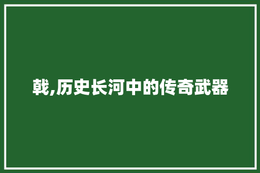 戟,历史长河中的传奇武器 写作技巧