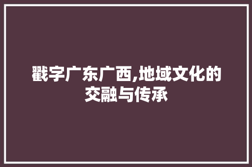 戳字广东广西,地域文化的交融与传承 简历模板