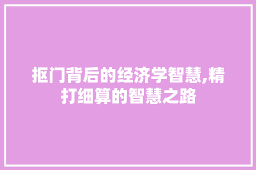 抠门背后的经济学智慧,精打细算的智慧之路