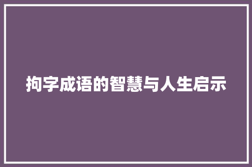 拘字成语的智慧与人生启示 写作技巧
