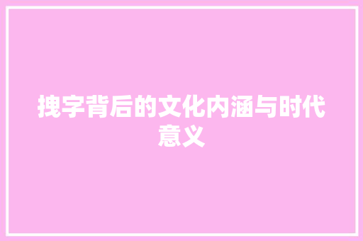 拽字背后的文化内涵与时代意义 词汇积累