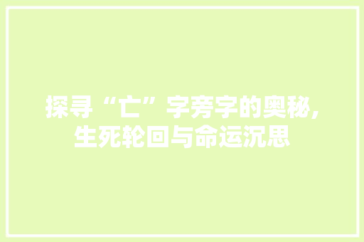 探寻“亡”字旁字的奥秘,生死轮回与命运沉思
