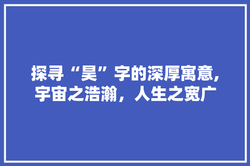 探寻“昊”字的深厚寓意,宇宙之浩瀚，人生之宽广 写作技巧